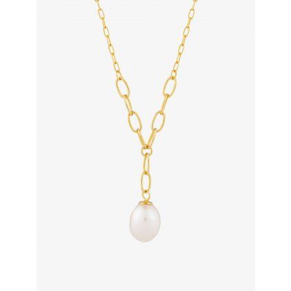 6795 stribrny nahrdelnik pearl heart s ricni perlou preciosa pozlaceny