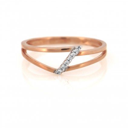 Diamantový prsten z růžového zlata 0,18ct