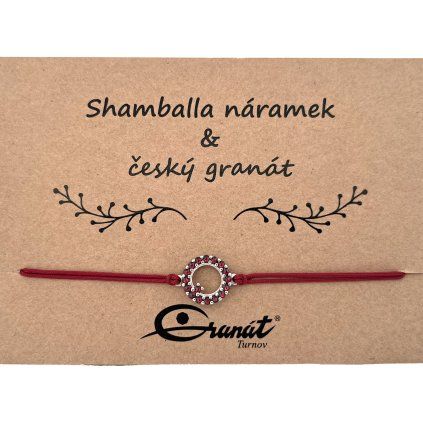Český granát stříbrný náramek Shamballa 002