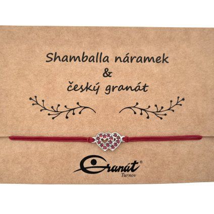 Český granát stříbrný náramek Shamballa 005
