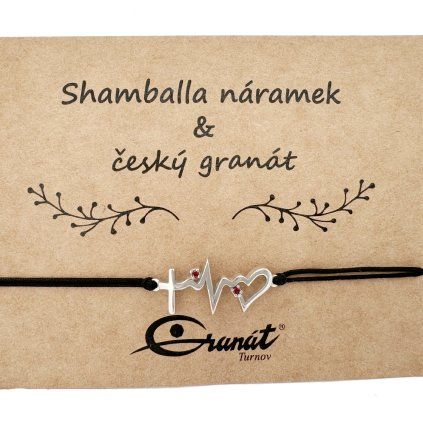 Český granát stříbrný náramek Shamballa 008