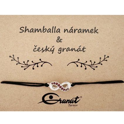 Český granát stříbrný náramek Shamballa 011