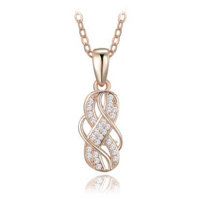 Rose gold luxusní stříbrný náhrdelník s bílými zirkony