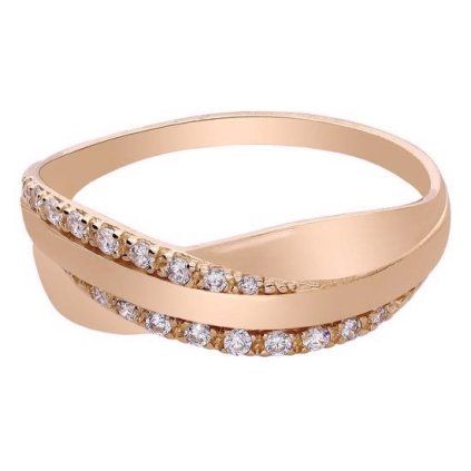 Zlatý prsten se zirkony ROSEGOLD 728