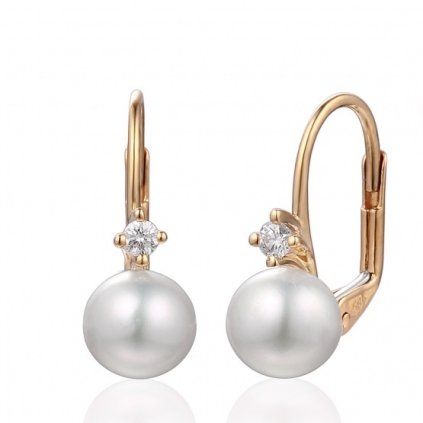 Zlaté náušnice se sladkovodní perlou rosegold/žluté zlato