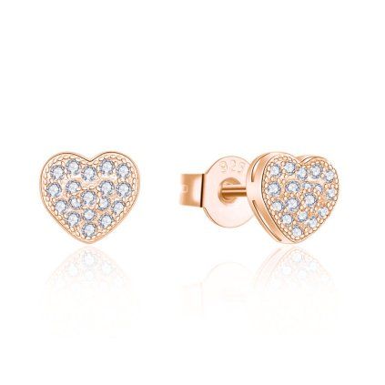 Stříbrné náušnice srdíčka Rosegold