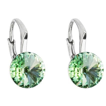 Stříbrné náušnice s krystaly Swarovski 8mm zelené