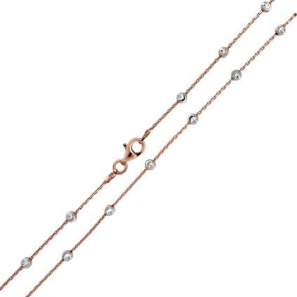Stříbrný řetízek rosegold gravírované kuličky
