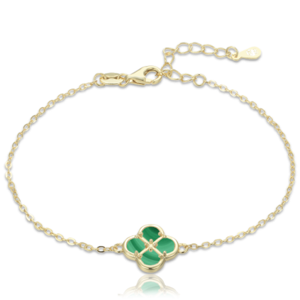 Stříbrný pozlacený náramek onyx/malachit