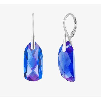 Stříbrné náušnice Crystal Bay s českým křišťálem Preciosa, safír