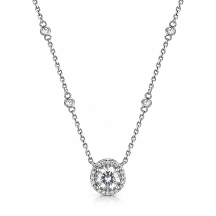 Elegant Silver Halo Pendant Necklace