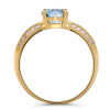 Zlatý prsten pravý blue topaz Aqua