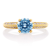 Zlatý prsten pravý blue topaz Aqua