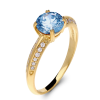 Zlatý prsten pravý blue topaz Aqua